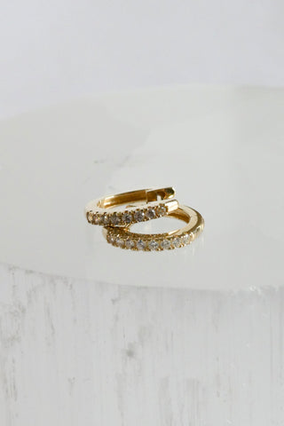 10k Solid Gold Pave Crystal Huggies