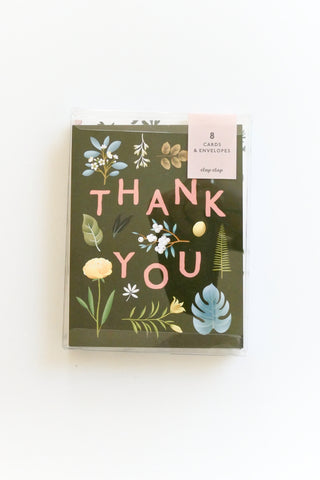 Assorted Botanical Thank You Card Set Of 8