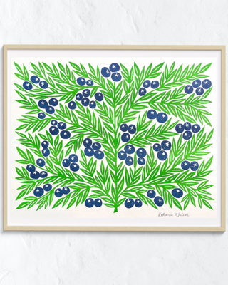 Garden Series: Blueberries Risograph Art Print