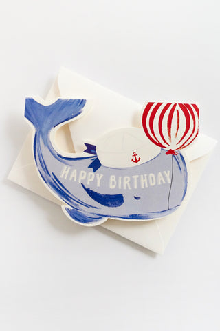 Big Whale Shaped Happy Birthday Greeting Card