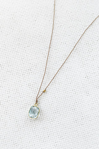 Blue Topaz +18k Gold Bead Necklace