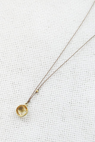 Citrine +18k Gold Bead Necklace