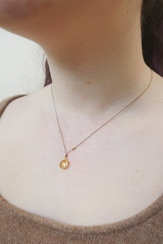 Citrine +18k Gold Bead Necklace