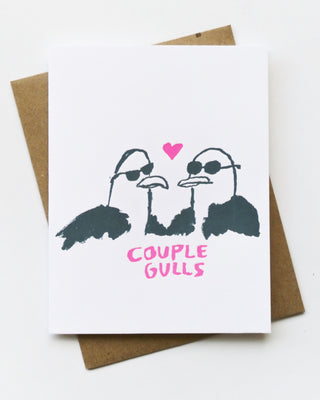 Couple Gulls Letterpress Greeting Card