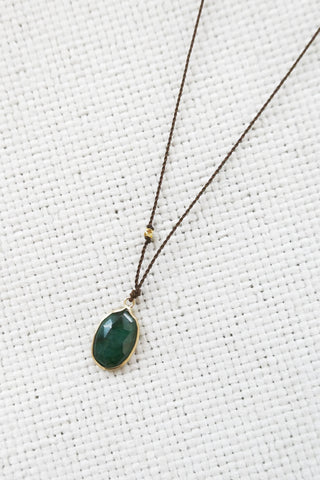 Emerald + 14k Gold Bead Necklace