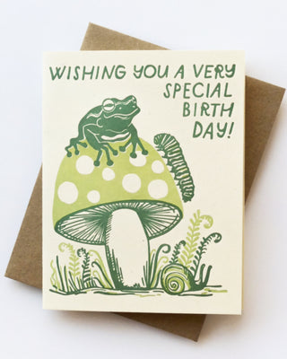 Frog Mushroom Birthday Greeting Card