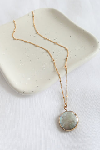 Gold Pearl Coin Necklace