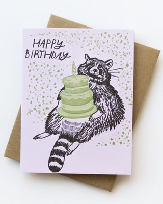 Happy Birthday Raccoon Greeting Card