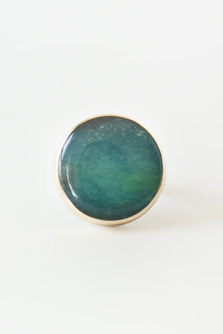 Round Blue Indo Opal Wood Ring