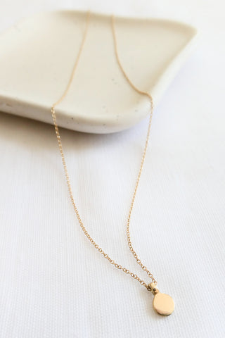 Solid Gold Round Initial Disc Necklace