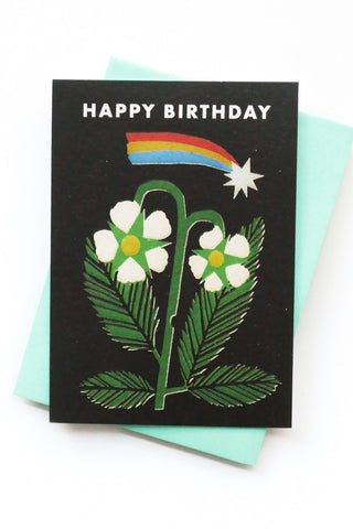 Flowers & Rainbows Happy Birthday Greeting Card