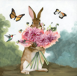 Rabbit With Dahlias Limited Edition Print