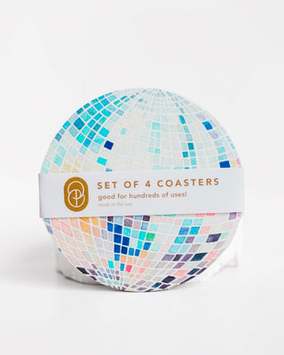 Set of Four Reusable Coasters Disco Ball