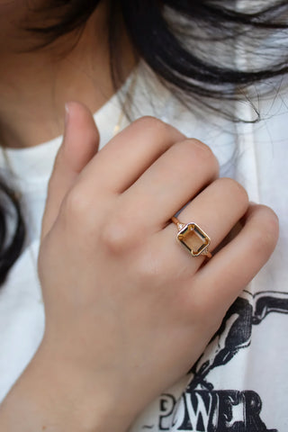 10k Citrine + Diamond Edwardian Ring