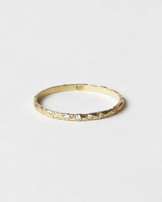 10k Gold Textured Diamond Ring Band, 8