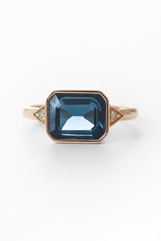 10k London Blue Topaz + Diamond Edwardian Ring