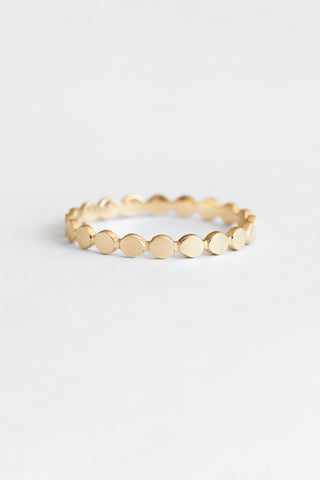 10k Solid Gold Flat Beaded Ring