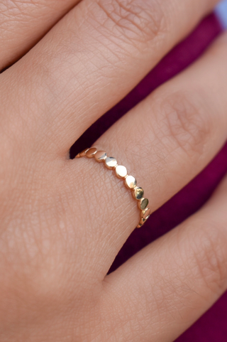 10k Solid Gold Flat Beaded Ring