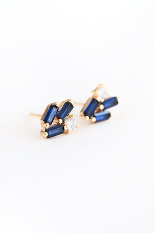 Blue Baguette Stud Earrings