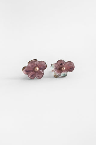 14k Petite Bicolor Tourmaline Fleur Studs