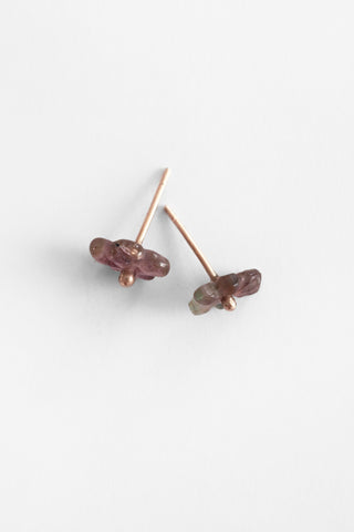 14k Petite Bicolor Tourmaline Fleur Studs