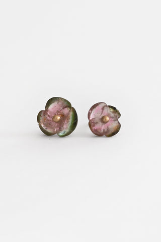 14k Petite Fleur Watermelon Tourmaline Studs