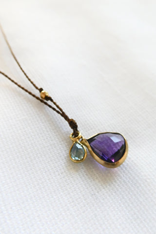 14k Amethyst +18k Sapphire Necklace