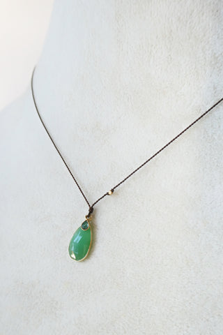 14k Chrysoprase +18k Sapphire Necklace