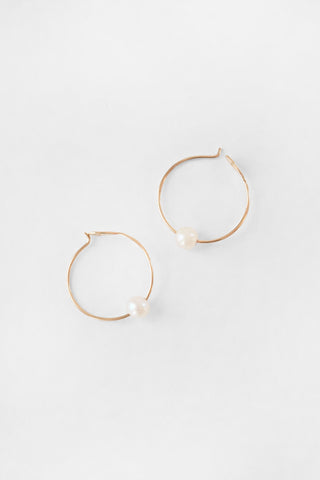 14k Cove Freshwater Pearl Hoops
