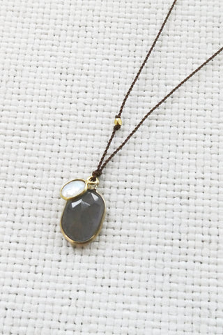 14k Labradorite +18k Moonstone Necklace