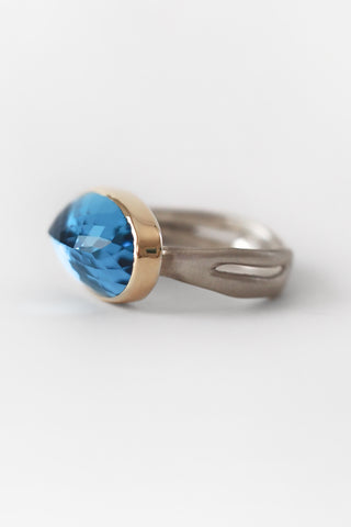 14k London Blue Topaz Cocktail Ring