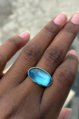 14k London Blue Topaz Cocktail Ring
