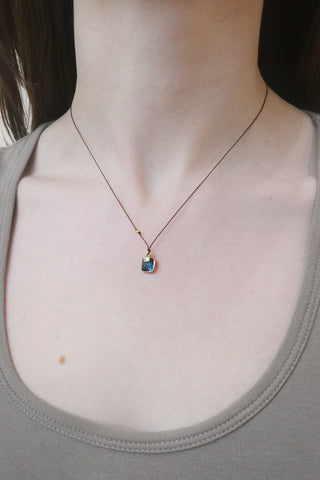 14k London Blue Topaz +18k Sapphire Necklace