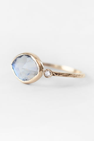 14k Moonstone + Diamond Evil Eye Ring