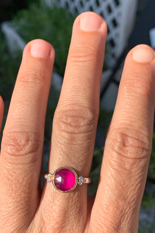 14k Ruby + Diamond Cluster Ring