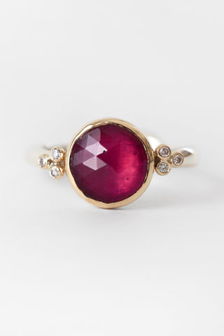 14k Ruby + Diamond Cluster Ring