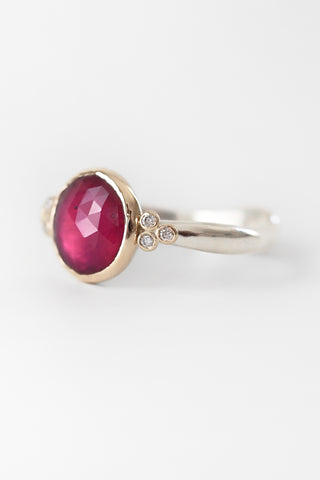 14k Ruby + Diamond Cluster Ring