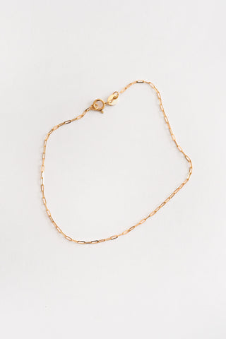14k Solid Gold Thin Paperclip Bracelet