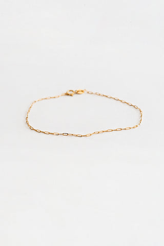14k Solid Gold Thin Paperclip Bracelet