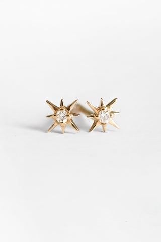14kt Gold Mini Diamond Star Studs