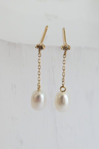 Pearl and Sapphire Droplet Studs