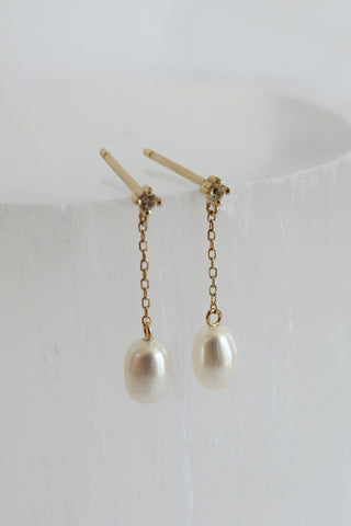 Pearl and Sapphire Droplet Studs