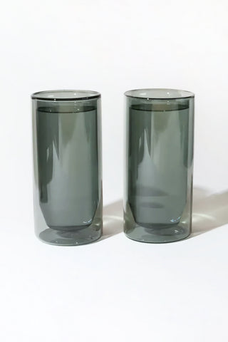 16 oz Double-Wall Gray Glass Single