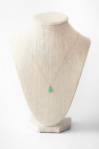 18k Chrysoprase + Emerald 14k Chain Necklace