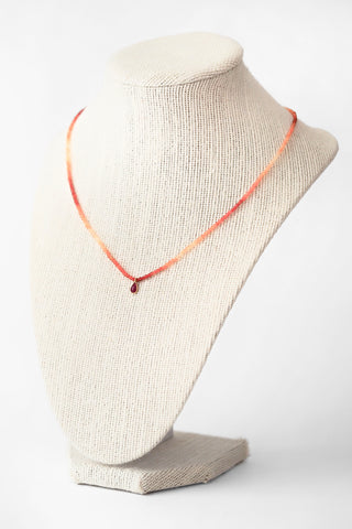 18k Fire Opal + Ruby Beaded Necklace