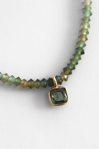 18k Green Tourmaline + Sapphire Necklace