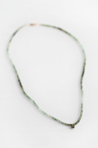 18k Green Tourmaline + Sapphire Necklace