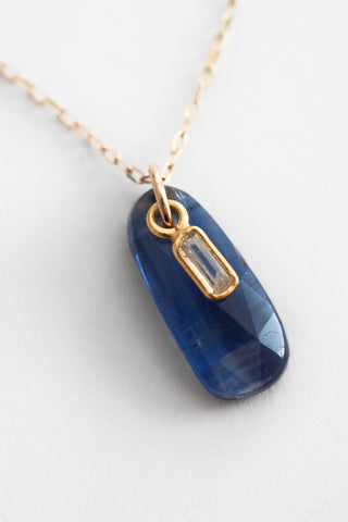 18k Kyanite + Diamond 14k Chain Necklace