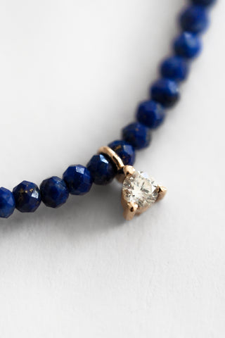 18k Lapis + Diamond Beaded Necklace