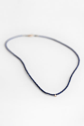 18k Lapis + Diamond Beaded Necklace